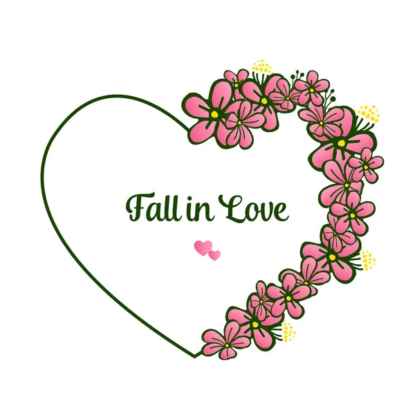 Söt retro rosa blomma ram, dekoration olika av kort faller i kärlek. Vektor — Stock vektor