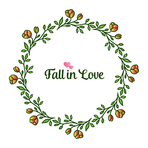 Banner of wenskaart Fall in Love, met schets voor Bright van Oranje krans frame. Vector — Stockvector