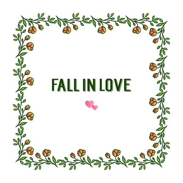 Banner of wenskaart Fall in Love, met schets voor Bright van Oranje krans frame. Vector — Stockvector