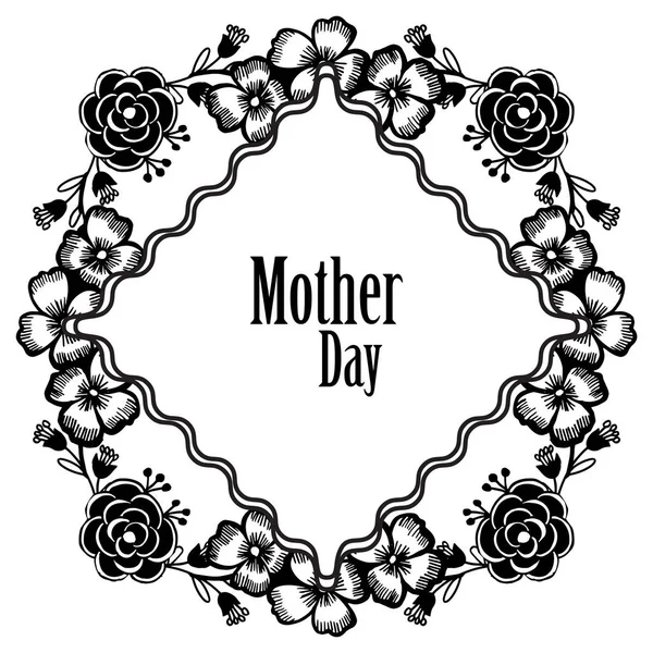 Carte élégante fête des mères, avec cadre floral vintage, isolé sur fond blanc. Vecteur — Image vectorielle