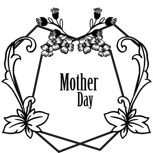 Vintage flower frame, lettering of mother day, design greeting card. Vector — Stock Vector