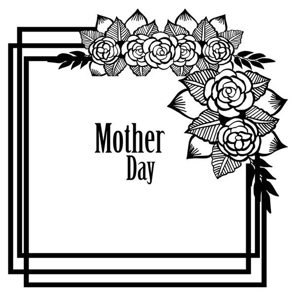 Beau cadre de couronne, isolé sur un blanc, pour la fête des mères carte de vœux. Vecteur — Image vectorielle