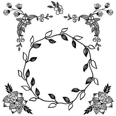 Tasarım afiş veya poster için siyah ve beyaz renklerde çelenk çerçeve Desen sanat. Vektör