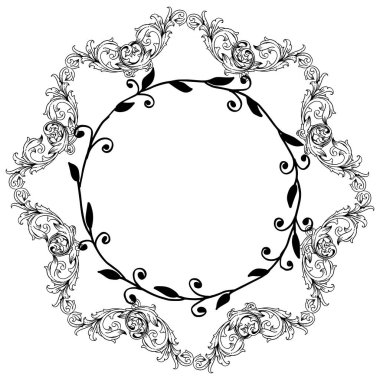 Motif yaprakları ve çiçek çerçeve, çeşitli kart tasarım elemanı için. Vektör