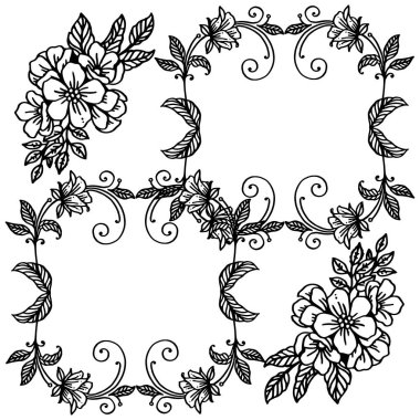 Güzel tebrik kartı veya davet şablonu için, metin için alan ile siyah ve beyaz çiçek çerçeve. Vektör