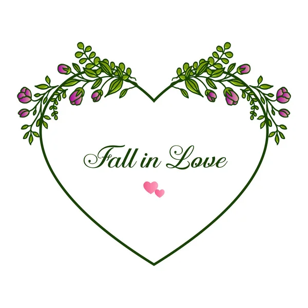 Carte d'invitation tomber en amour, avec motif de fond cadre floral violet. Vecteur — Image vectorielle
