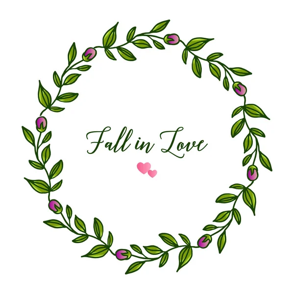 Vintage frame met stijl unieke bloemen in paarse kleuren, voor wenskaart Fall in Love. Vector — Stockvector