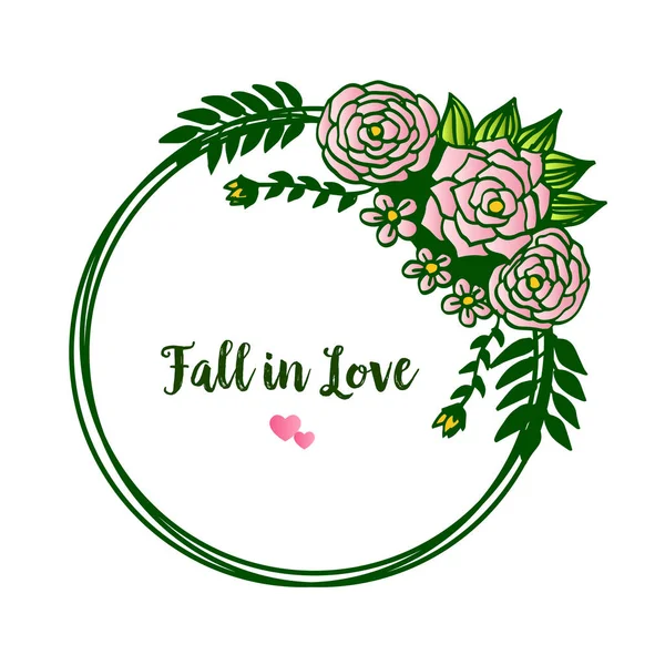 Ontwerp mooie kaart Fall in Love, met ornament rose bloemen frame. Vector — Stockvector