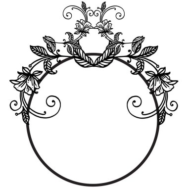 Eskiz tarzında yapraklar ve çelenk çerçevesi, davetiye kartı için güzel şablon. Vektör