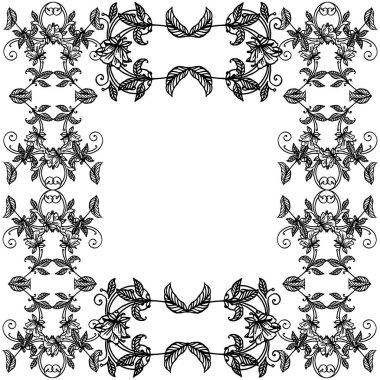 Çerçeve dekoratif, metin için alan ile, siyah ve beyaz renklerde çiçek sanat için. Vektör