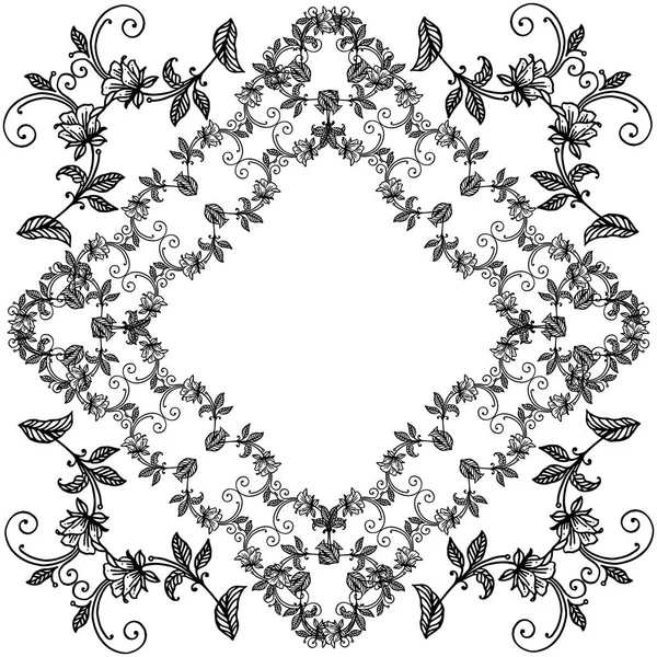 Hermoso elemento de marco floral, arte de la forma única, para la tarjeta elegante. Vector — Archivo Imágenes Vectoriales
