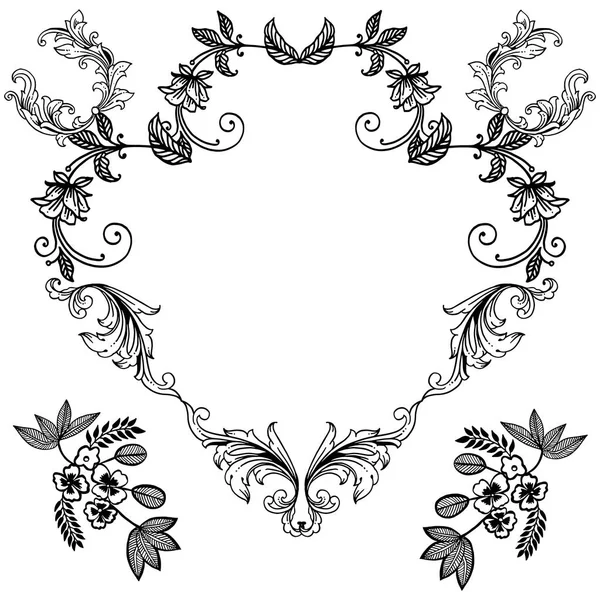 Wreath frame black and white colors in retro style. Vector — Stock Vector