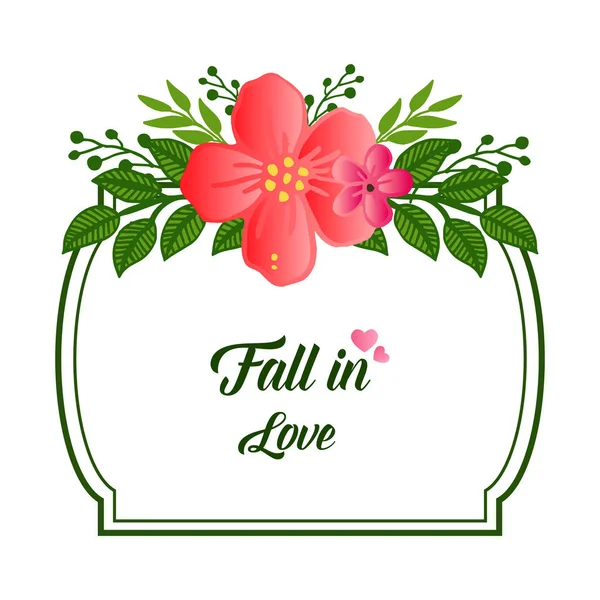 Banner Fall in Love, verschillende vorm patroon van frame, voor mooie groene blad bloemen. Vector — Stockvector