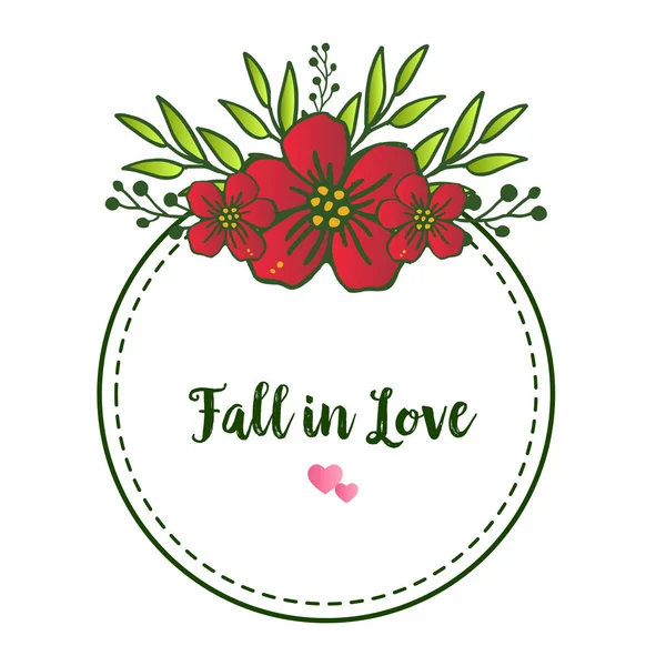 Desenho de moldura de grinalda vermelha, para a decoração da queda de cartão no amor. Vetor —  Vetores de Stock