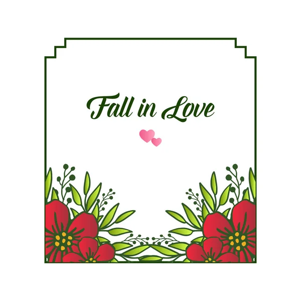 Cute czerwona rama wieniec, dla szablonu karty zakochać się, romantyczne. Wektor — Wektor stockowy
