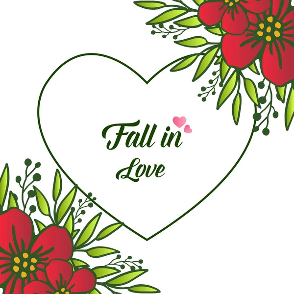 Φωτεινό κόκκινο πλαίσιο λουλουδιών, με όμορφη ταπετσαρία, για την ερωτική αγάπη. Διάνυσμα — Διανυσματικό Αρχείο