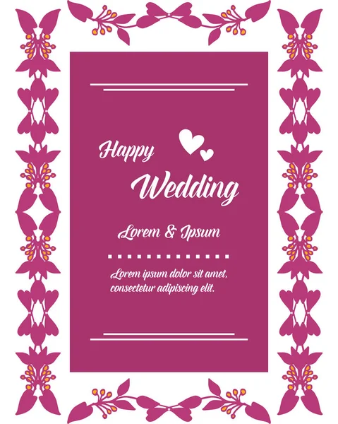 Dekorasyon pembe çiçekler, stil benzersiz çerçeve, kart mutlu düğün için. Vektör