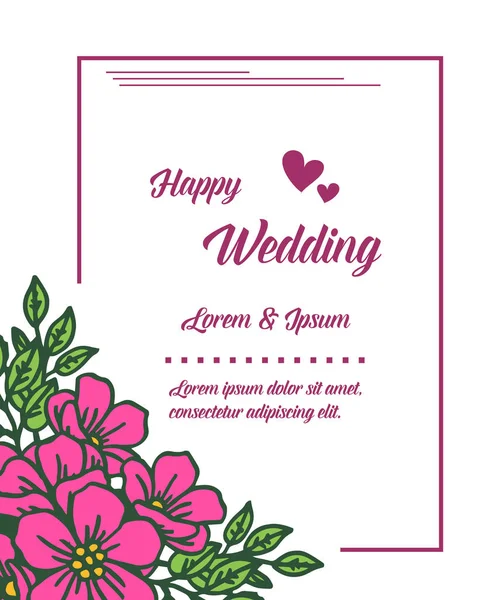 Multitud de marco de flores de color rosa, textura elegante, para la decoración de la invitación feliz boda. Vector — Vector de stock