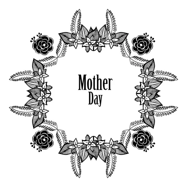 Textura moldura de flor branca preta, decoração convite celebração cartão dia da mãe. Vetor — Vetor de Stock