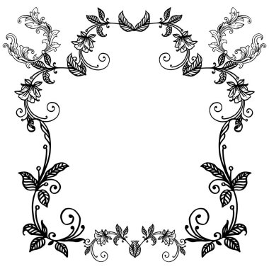 Afiş, poster, çeşitli kart, duvar kağıdı benzersiz yaprak çiçek çerçeve ile. Vektör