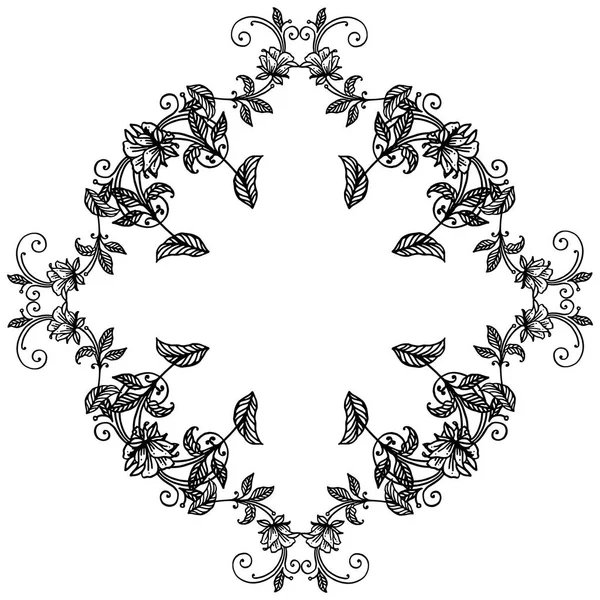 Modèle sans couture de feuilles cadre floral, conception isolée sur fond blanc. Vecteur — Image vectorielle