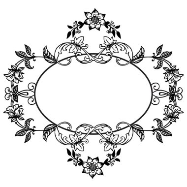 Siyah çizgi resmi, davetiye kartı için konsept, tebrik kartı, çeşitli kart, çelenk çerçevesi ile. Vektör