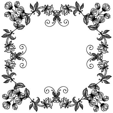 Beyaz bir arka plan üzerinde siyah ve beyaz çiçek çerçeve süs, tasarım afiş için. Vektör