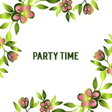 Yaprak çelenk çerçeve süslü ile çeşitli desen kartı parti zaman. Vektör