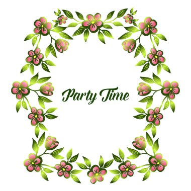 Yeşil yapraklı çiçek çerçeve Vintage tarzı, tebrik kartı dekorasyon için, parti zamanı. Vektör