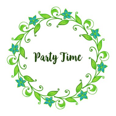 Parti zamanı, çerçeve dekoratif, mavi renklerde çelenk için. Vektör