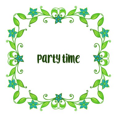 Desen sanat mavi çiçek çerçeve, parti zaman soyut kartı için . Vektör