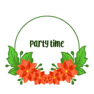 Turuncu çiçek çerçeve sanat ile parti zaman afiş için şablon. Vektör