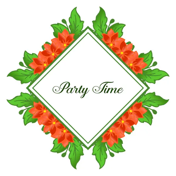 Turuncu çiçek çerçeve sanat ile parti zaman afiş için şablon. Vektör