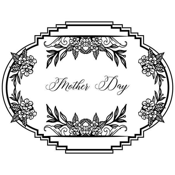 Carte de vœux ornée fête des mères, cadre fleuri décoratif design, isolé sur fond blanc. Vecteur — Image vectorielle