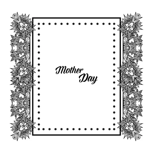 Carte de vœux de la fête des mères, foule d'art de modèle de cadre de fleur. Vecteur — Image vectorielle