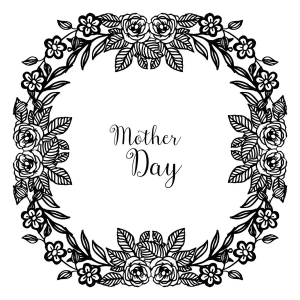 Style abstrait cadre de fleur blanche noire, conception carte de vœux fête des mères. Vecteur — Image vectorielle