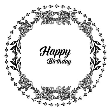 Tasarım kutlama mutlu yıllar, davet kartı şekli, duvar kağıdı benzersiz çelenk çerçeve. Vektör