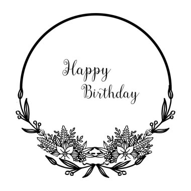 Tebrik kartı mutlu yıllar, çiçek çerçeve güzel kalabalık, beyaz bir zemin üzerinde izole. Vektör