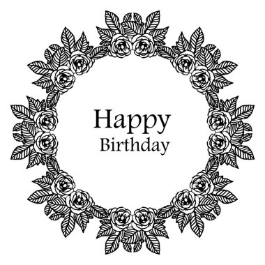 Davet kartı mutlu yıllar, tasarım desen çelenk çerçeve, beyaz bir zemin üzerinde izole. Vektör