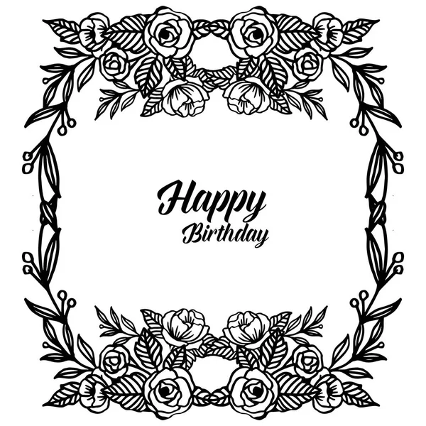 Diseño celebración feliz cumpleaños, forma de tarjeta de invitación, papel pintado marco de corona única. Vector — Vector de stock