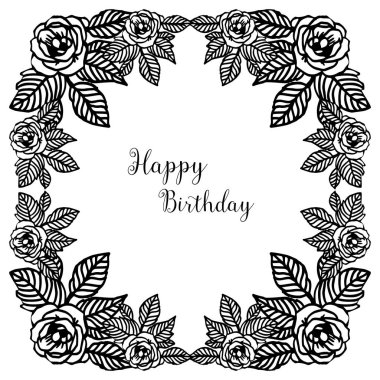 Davet kartı mutlu yıllar, tasarım desen çelenk çerçeve, beyaz bir zemin üzerinde izole. Vektör