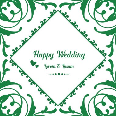 Şablon davetiye kartı mutlu düğün, güzel kırmızı çelenk, çerçeve bırakır. Vektör