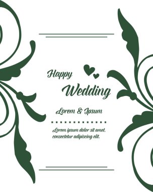 Vintage kart mutlu düğün, doku zarif çiçek çerçeve. Vektör