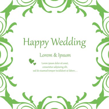 Vintage kart mutlu düğün, doku zarif çiçek çerçeve. Vektör