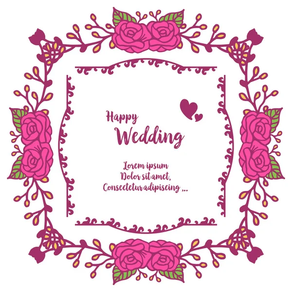 Vintage kart mutlu düğün, doku zarif çiçek çerçeve. Vektör