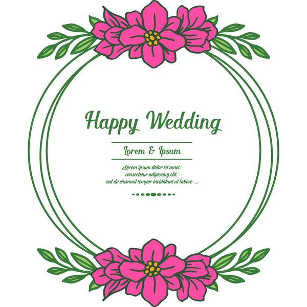 Cadre de couronne colorée, carte de vœux mariage heureux. Vecteur — Image vectorielle