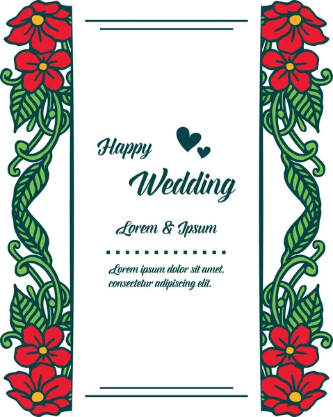 Tasarım romantik süs çiçek çerçeve, vintage tebrik kartı mutlu düğün. Vektör