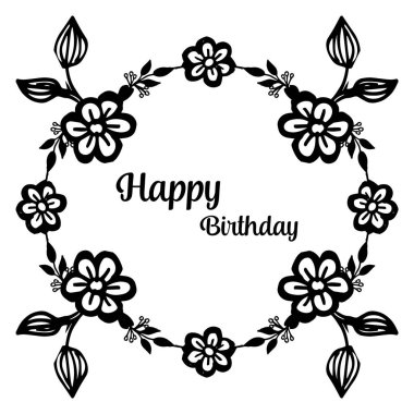 Stil siluet çiçek çerçeve, şablon duvar kağıdı kartı mutlu yıllar. Vektör