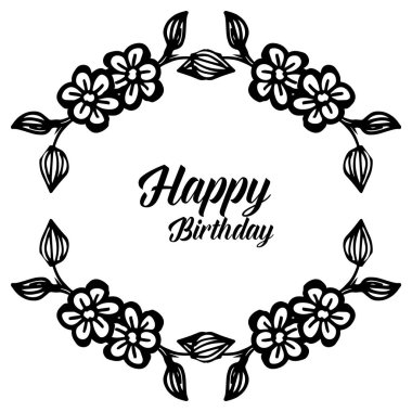 Stil siluet çiçek çerçeve, şablon duvar kağıdı kartı mutlu yıllar. Vektör