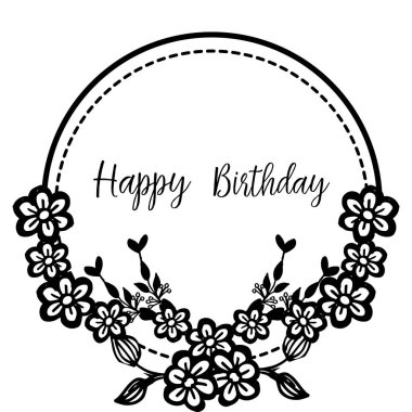 Stil siluet çiçek çerçeve, şablon duvar kağıdı kartı mutlu yıllar. Vektör